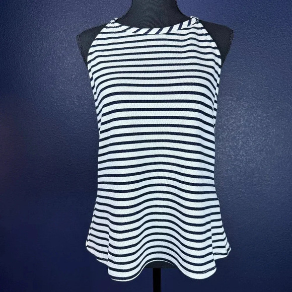 Green Envelope White & Navy Striped Halter Tank Size Medium - Picture 1 of 7